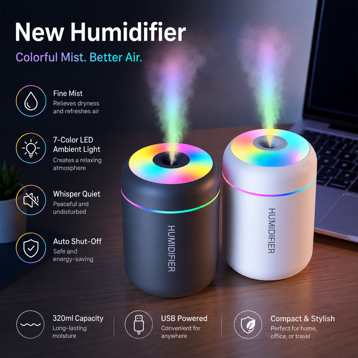 Mini USB Humidifier & Aroma Diffuser